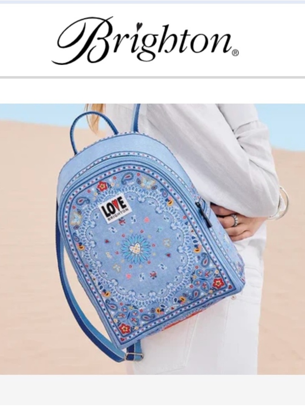 Brighton Blue Bandana-Print Backpack with Red Accent - Picture 2 of 2